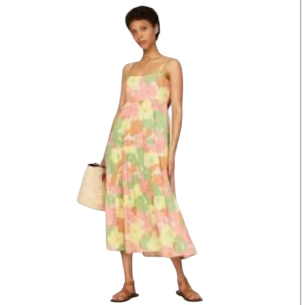 Sanctuary Get Away Dress Floral Sleeveless Strappy Tie-Back Maxi Midi Linen - Picture 14 of 14